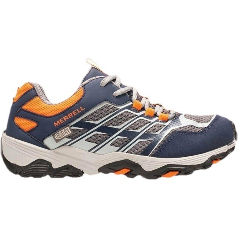 Merrell Moab FST Low Waterproof Kids Hiking Shoes Navy Orange Trail Sneakers